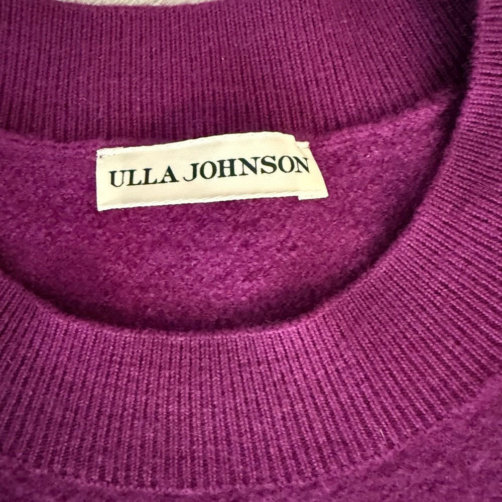 Ulla Johnson Purple Marin Puff Sleeve Wool Crewneck Sweater - Size  S - Picture 3 of 5
